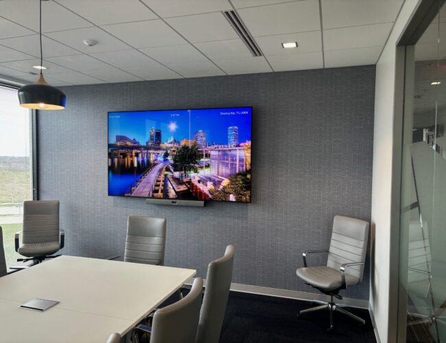 Wallcovering at TV wall in Conference room