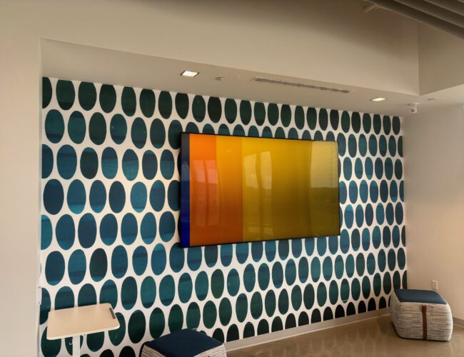 Wallcovering at TV Wall in Breakroom