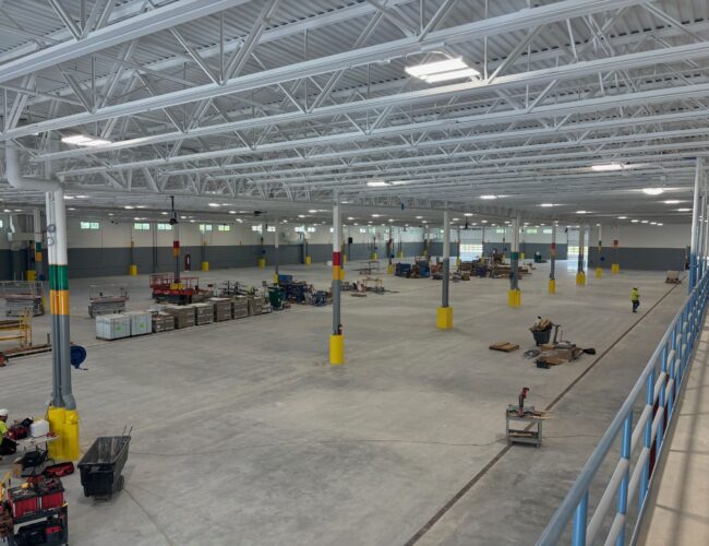 Painted exposed ceilings and columns in Germantown DPW