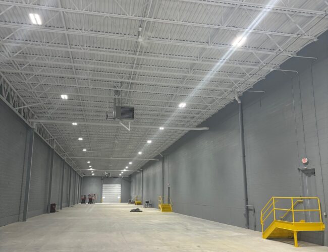 Inpro Corp, warehouse addition with dryfall painted ceiling and painted block walls