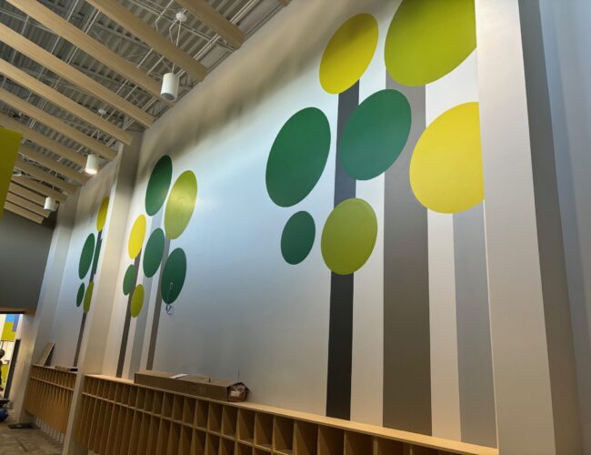 Painted tree graphics in elementary school