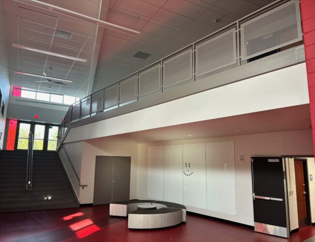 Painted steel railings at Muskego High School