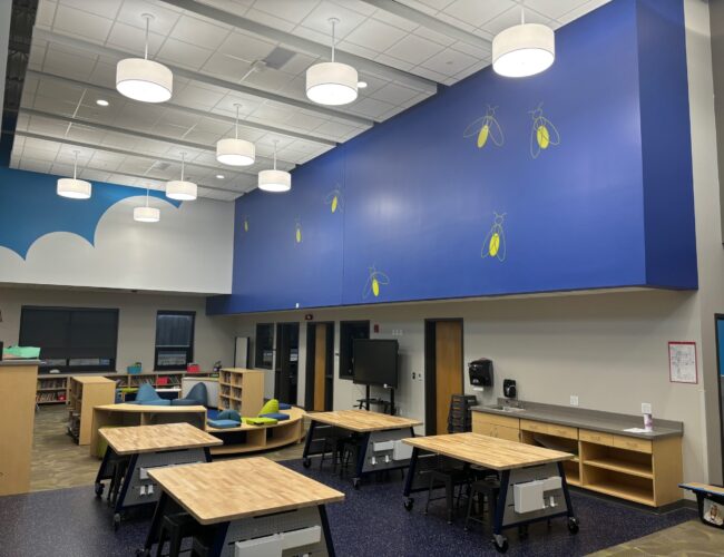Painted accent walls in Ixonia Elementary School