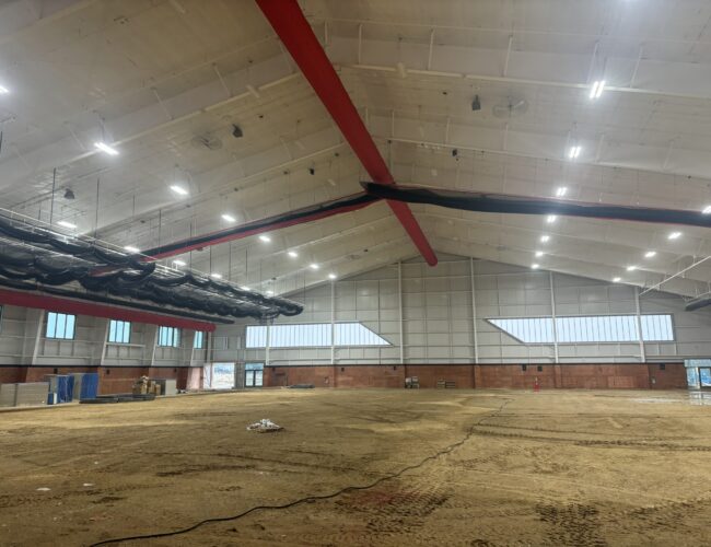 Painted exposed steel at Muskego High School